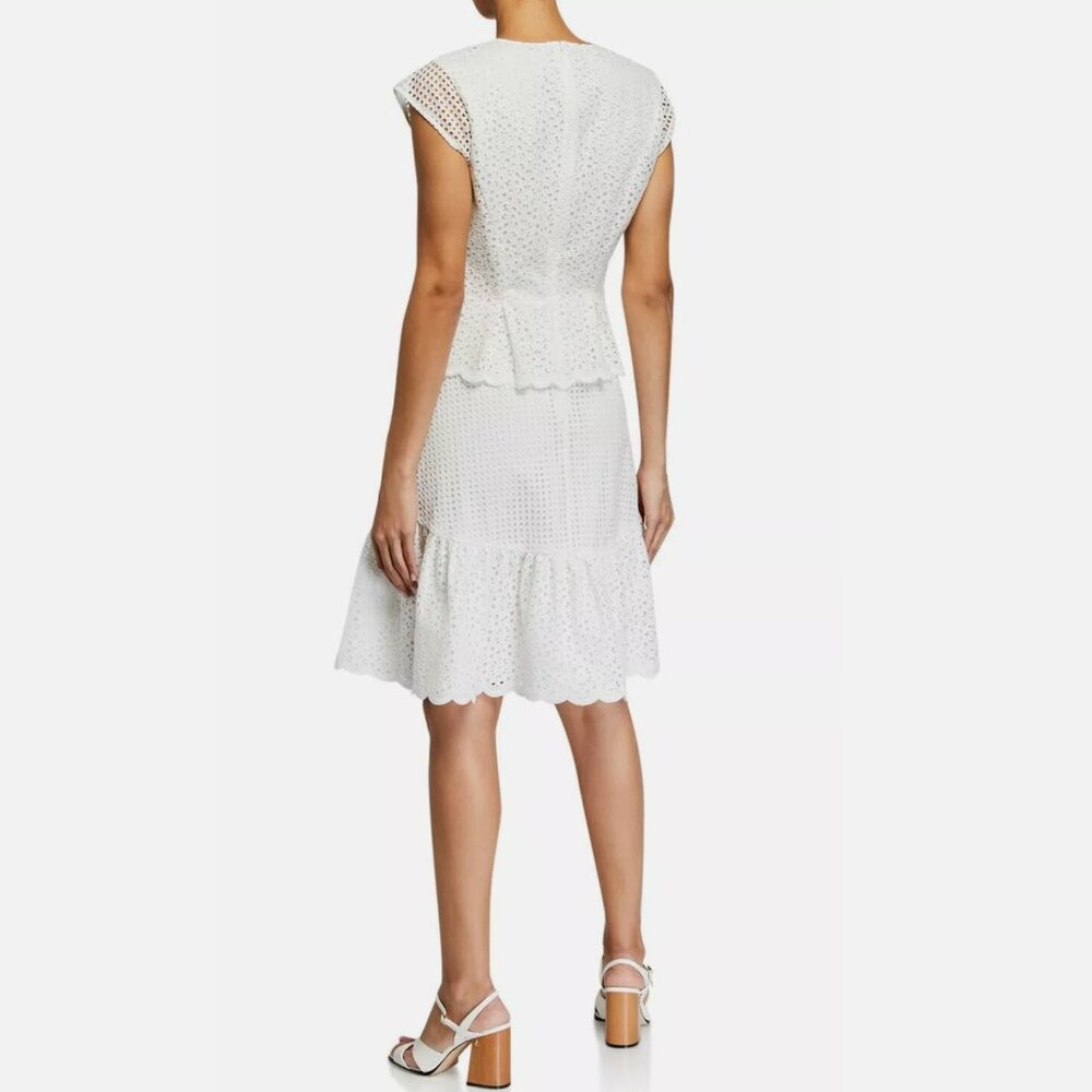NWT DIANE VON FURSTENBERG Sz8 ANNIKA TIERED EYELET MESH SHORT SLEEVE DRESS IVORY - Picture 10 of 10